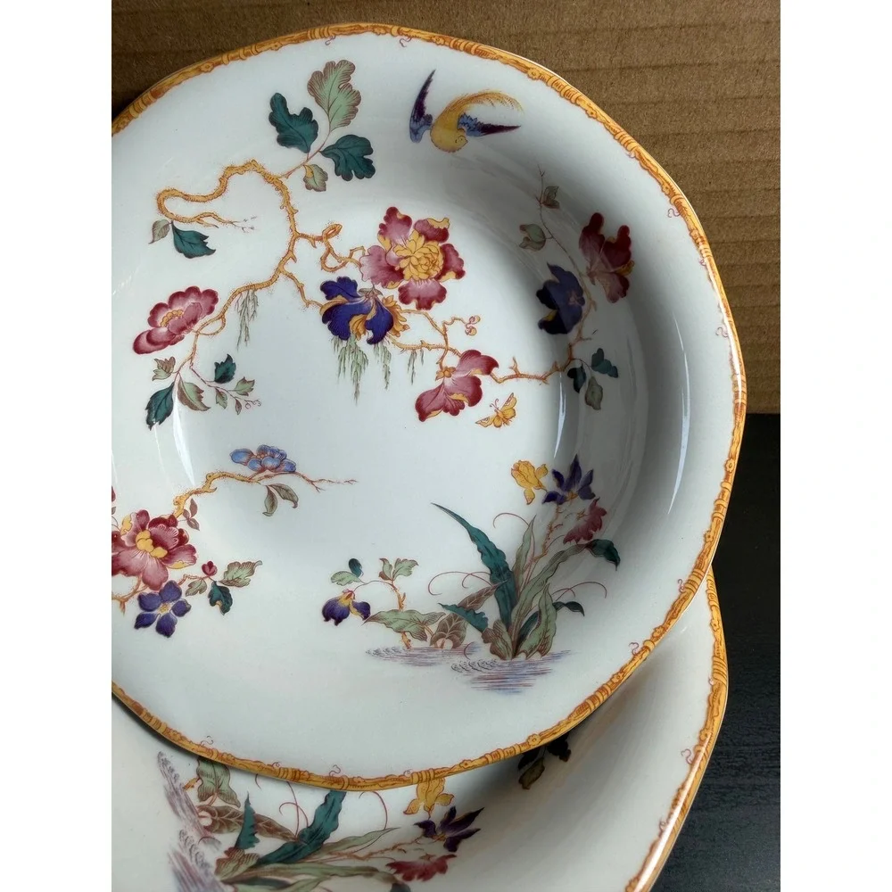 Wedgwood Devon Rose Georgetown Chinoiserie Fruit Bowls Set of 4 Floral Bird 6